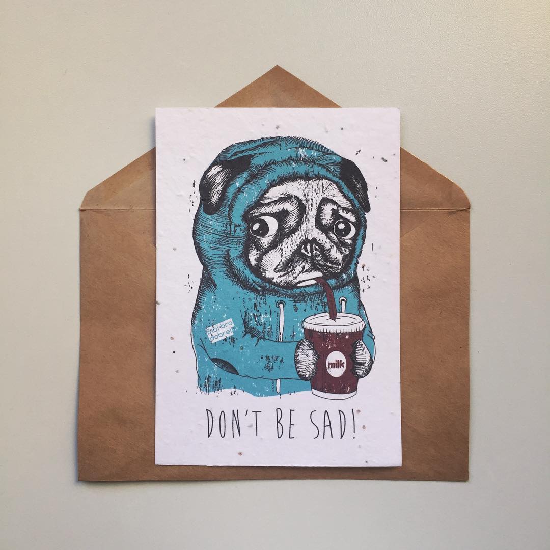 Растущая открытка Мопс