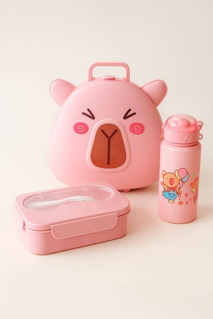 Набор ланчбокс 800 мл и бутылка 450 мл Cute capybara (pink)