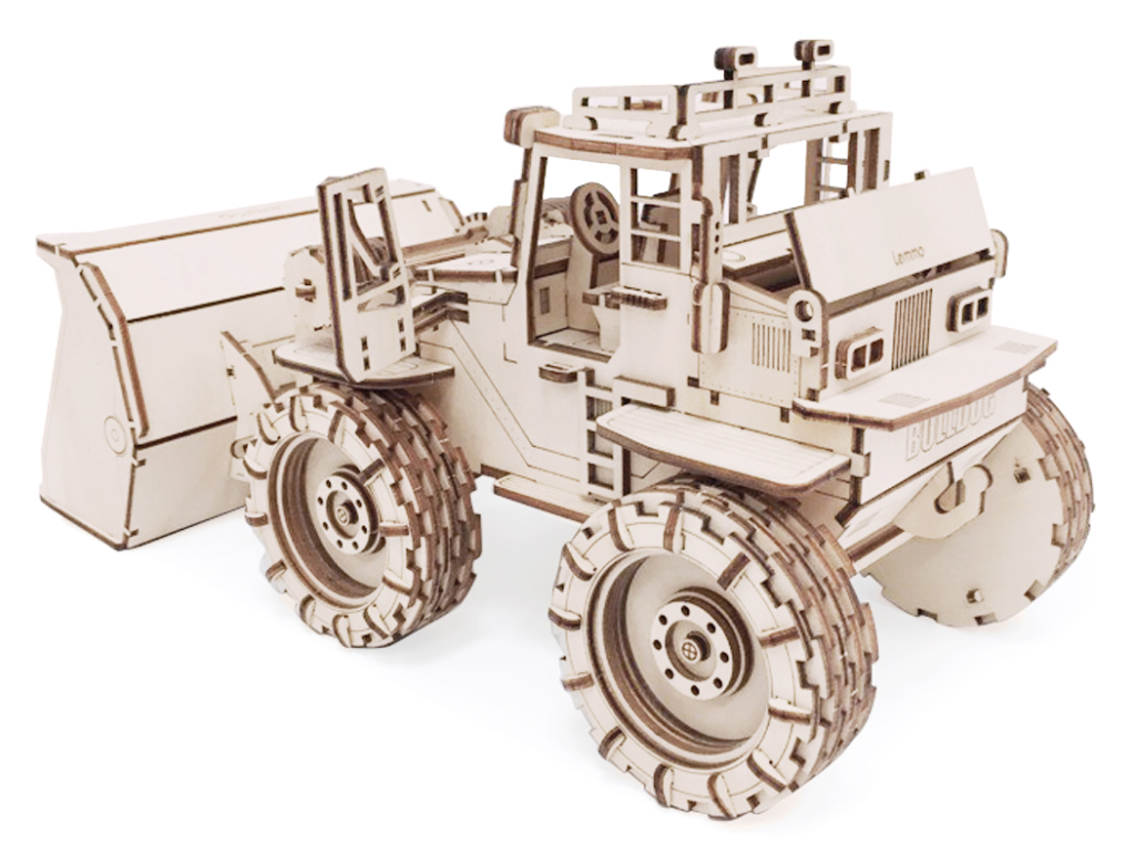Конструктор 3D деревянный подвижный Lemmo Трактор Бульдог