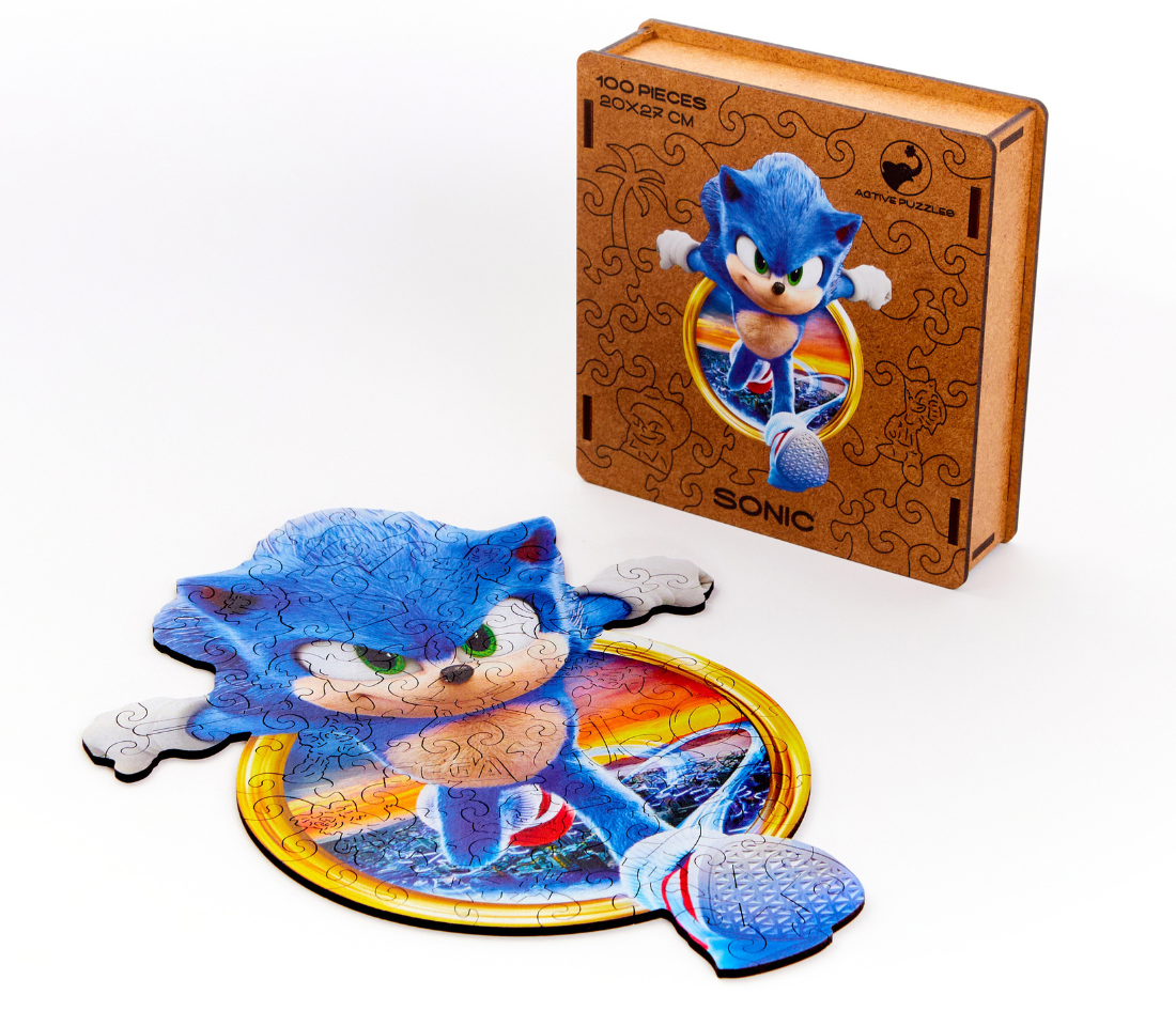 Деревянный пазл Соник