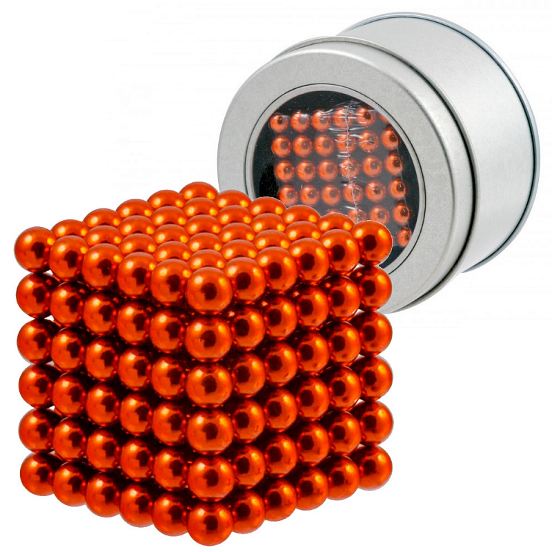 Куб из магнитных шариков 6 мм, оранжевый, 216 элементов