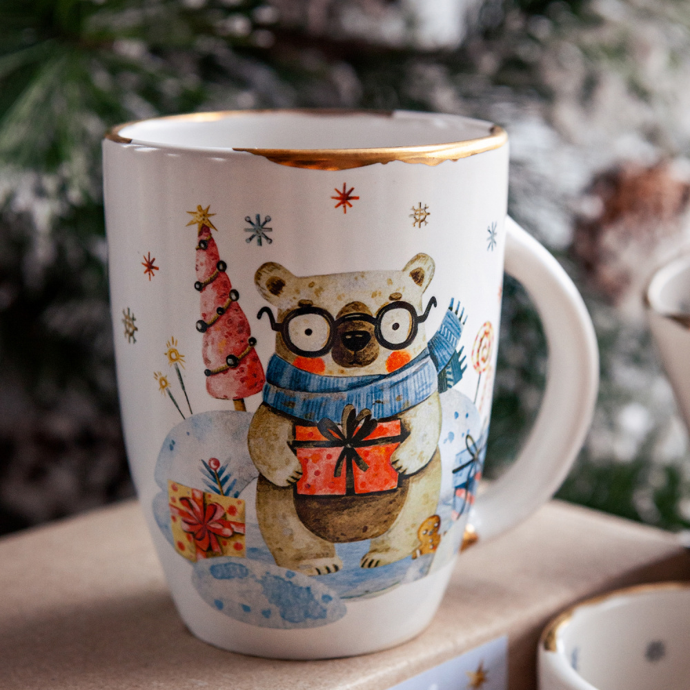 Кружка Мишка с подарками, 300 мл.