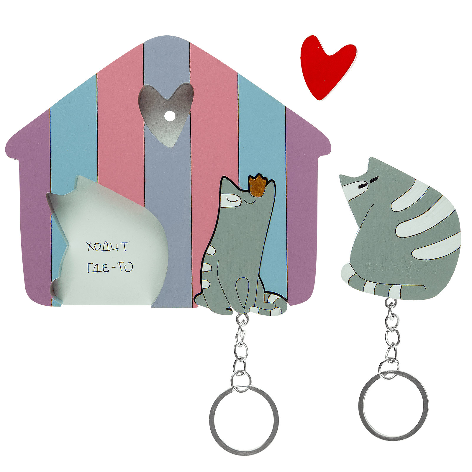 Ключница двойная Полосатые коты