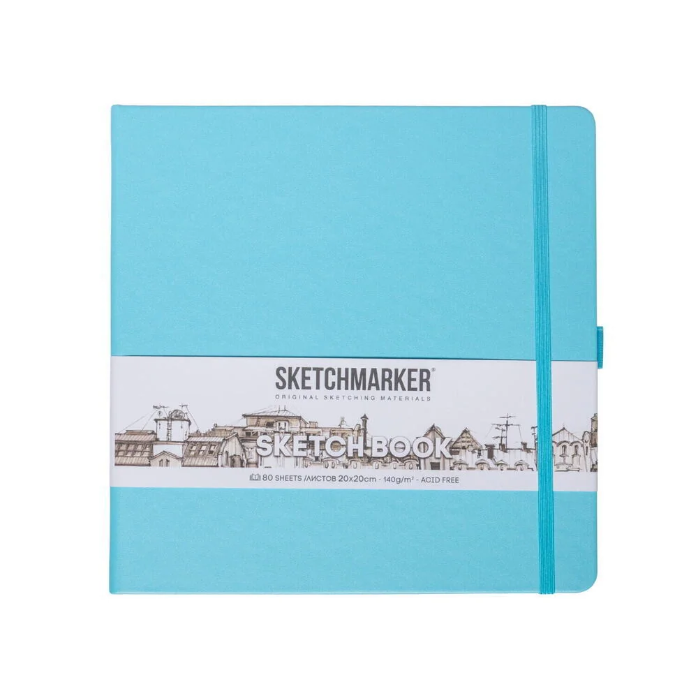 Блокнот для зарисовок Sketchmarker 140г/кв.м 20*20cм 80л (Небесно-голубой)