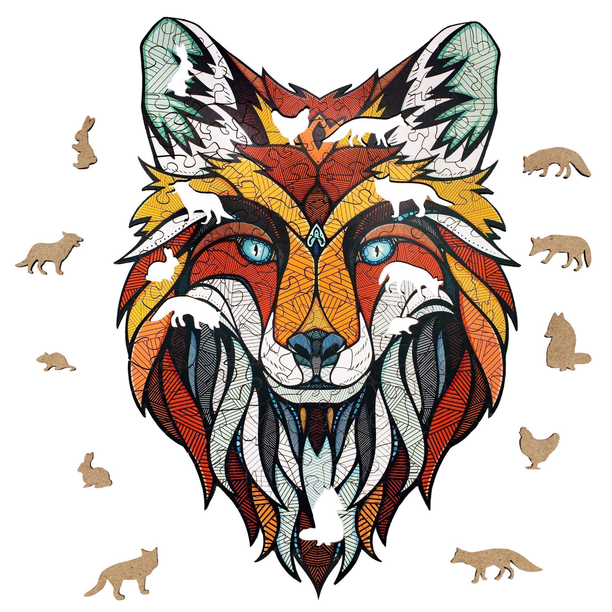 Деревянный фигурный пазл EWA Хитрый Лис L 38x53 см