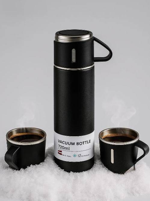 Набор из термоса и 2 чашек Classic (black), 500 мл.