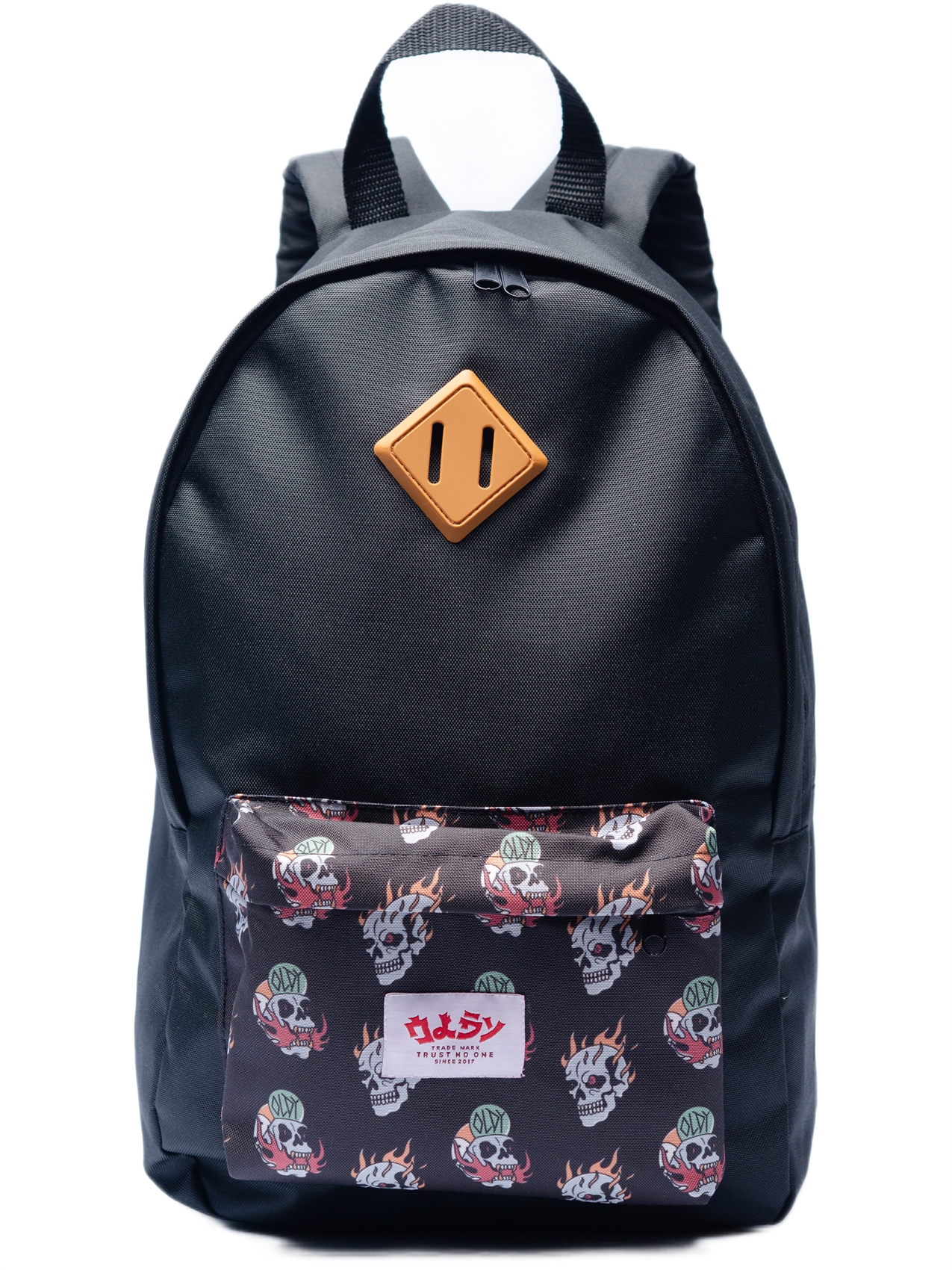 Рюкзак Oldy принт карман (черный, череп)