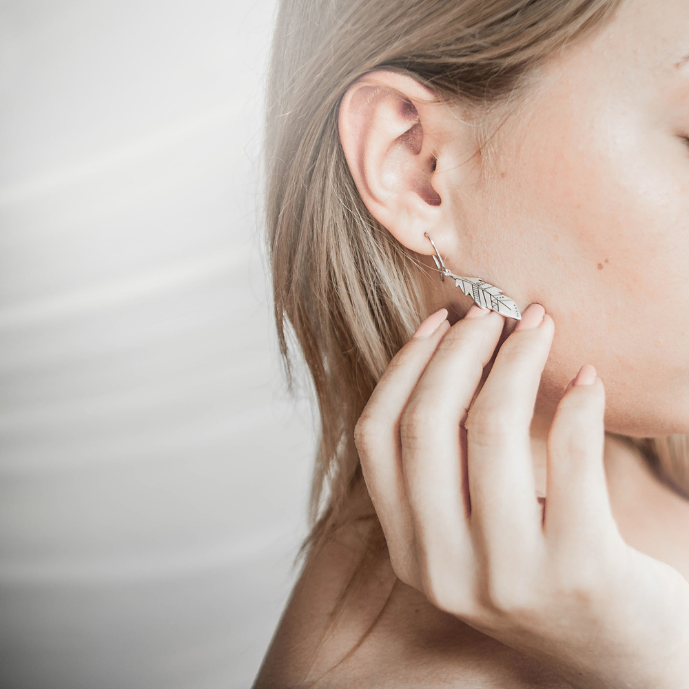 Сережки на крючках Перья