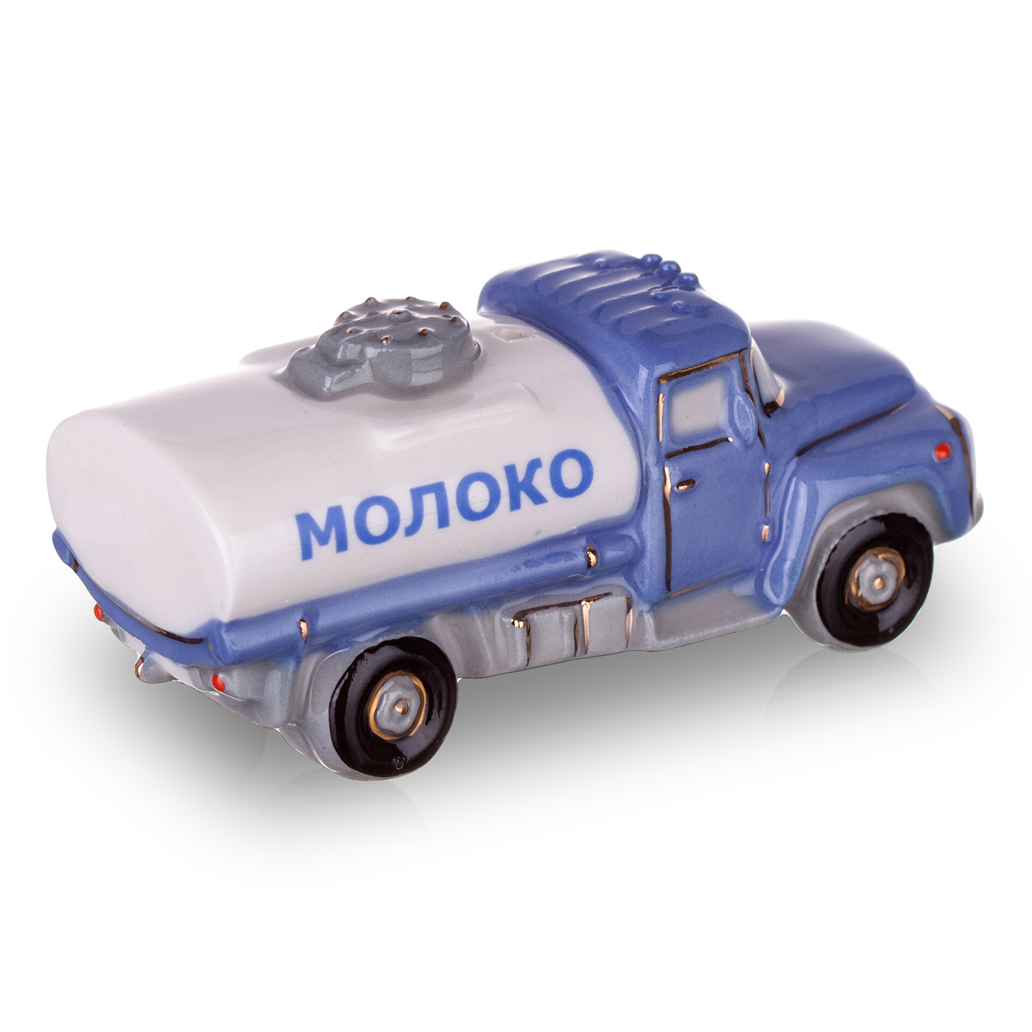 Елочная игрушка Цистерна Молоко (бело-голубой)