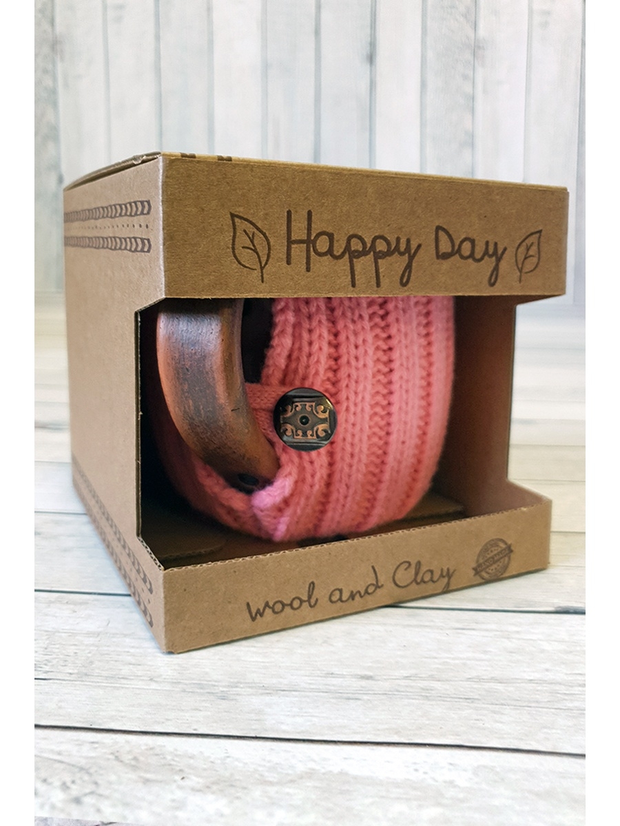 Вязаная кружка с ручкой Ярко розовый