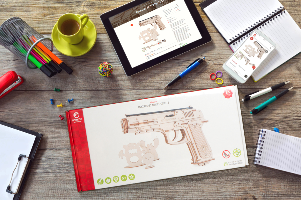 Конструктор 3D Пистолет-резинкострел с мишенями