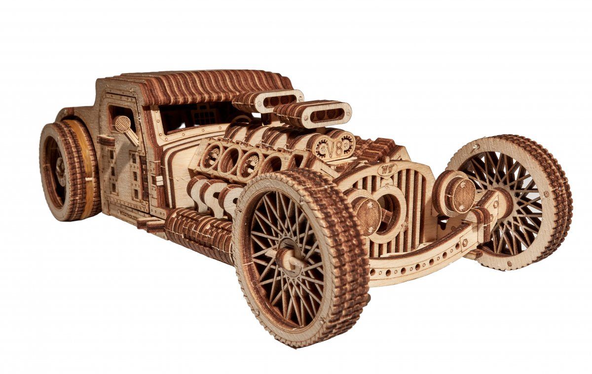 Механический 3D-пазл из дерева Wood Trick Хот Род