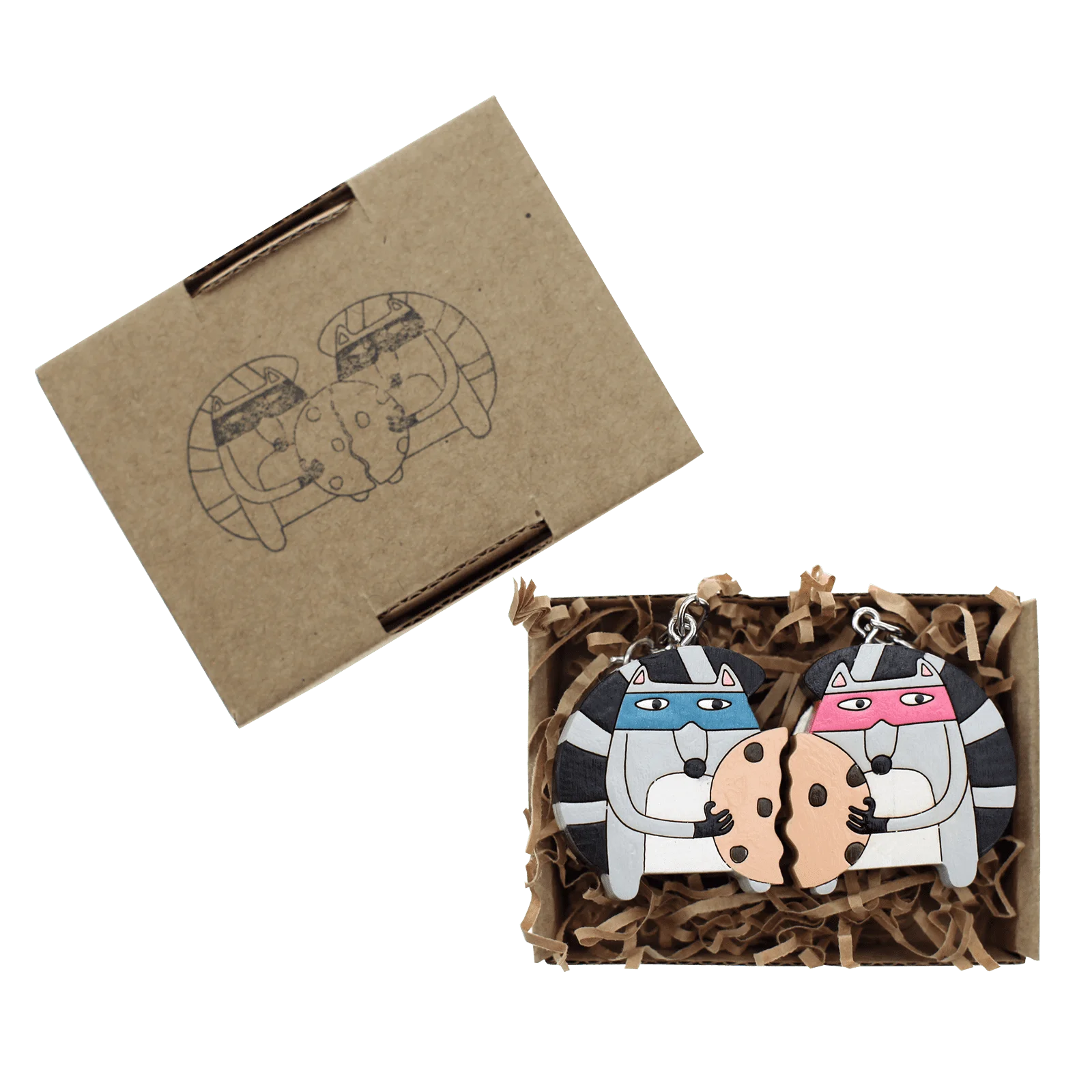 Брелок парный Еноты с печеньем