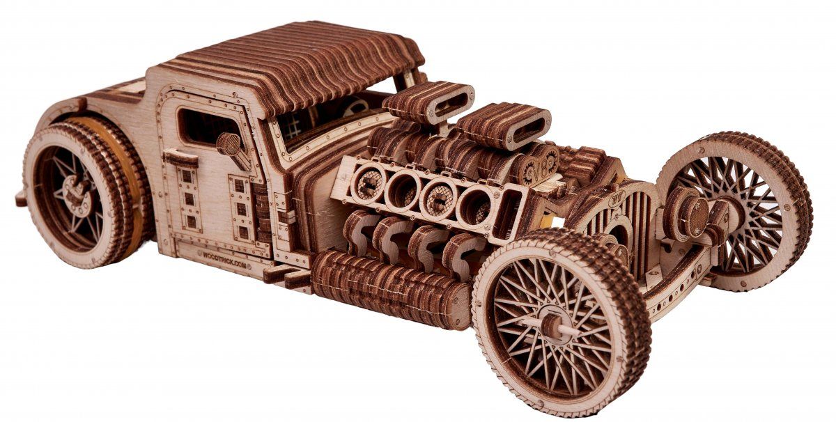 Механический 3D-пазл из дерева Wood Trick Хот Род