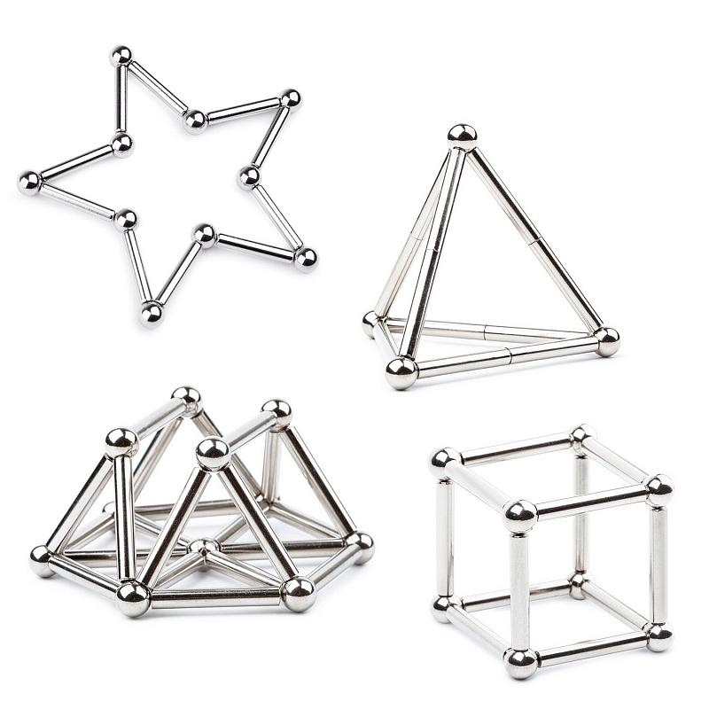 Магнитный конструктор мини Шарики и Цилиндры, сталь