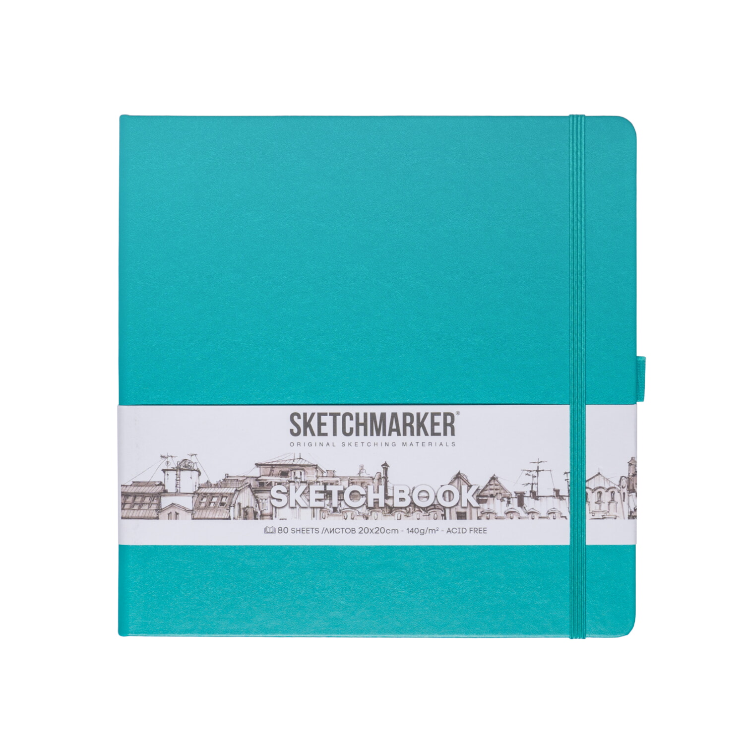 Блокнот для зарисовок Sketchmarker 140г/кв.м 20*20cм 80л (Изумрудный)