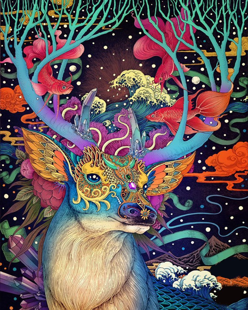 Алмазная мозаика 40x50 Узорчатый олень (ZM-2120)