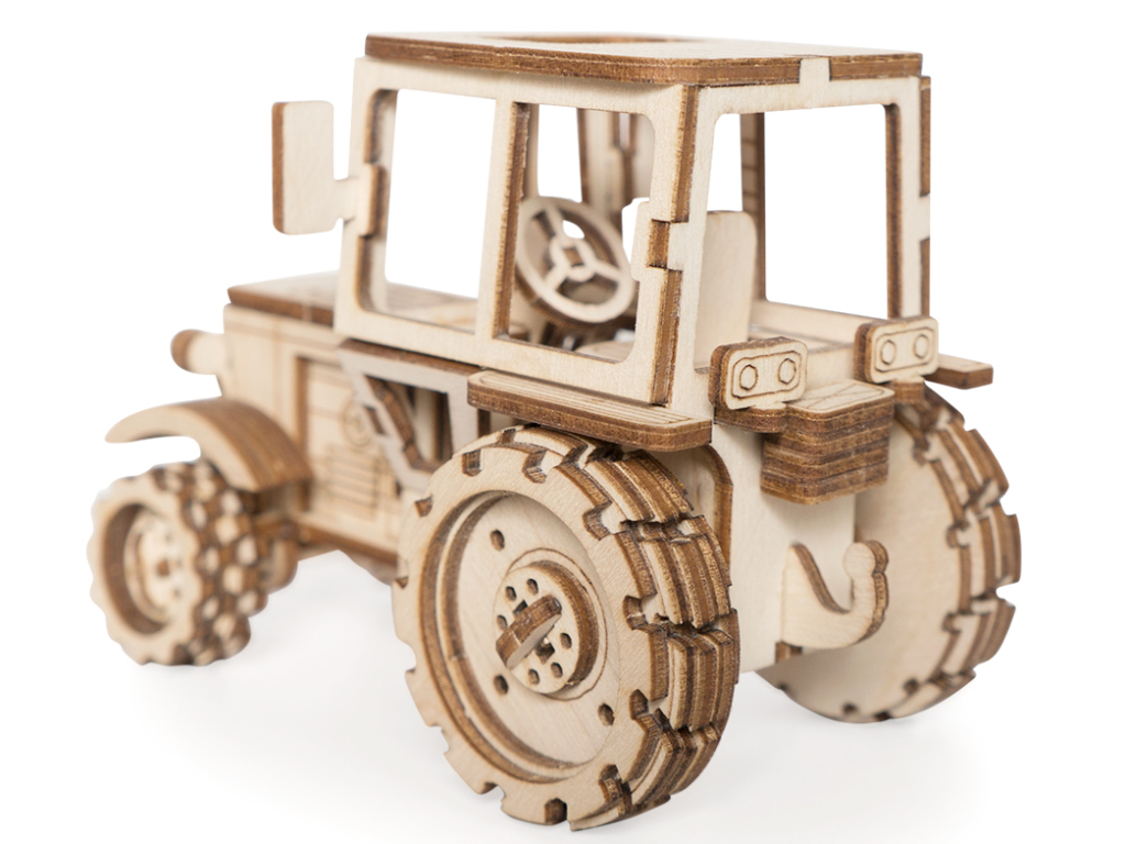 Конструктор 3D деревянный подвижный Lemmo Трактор