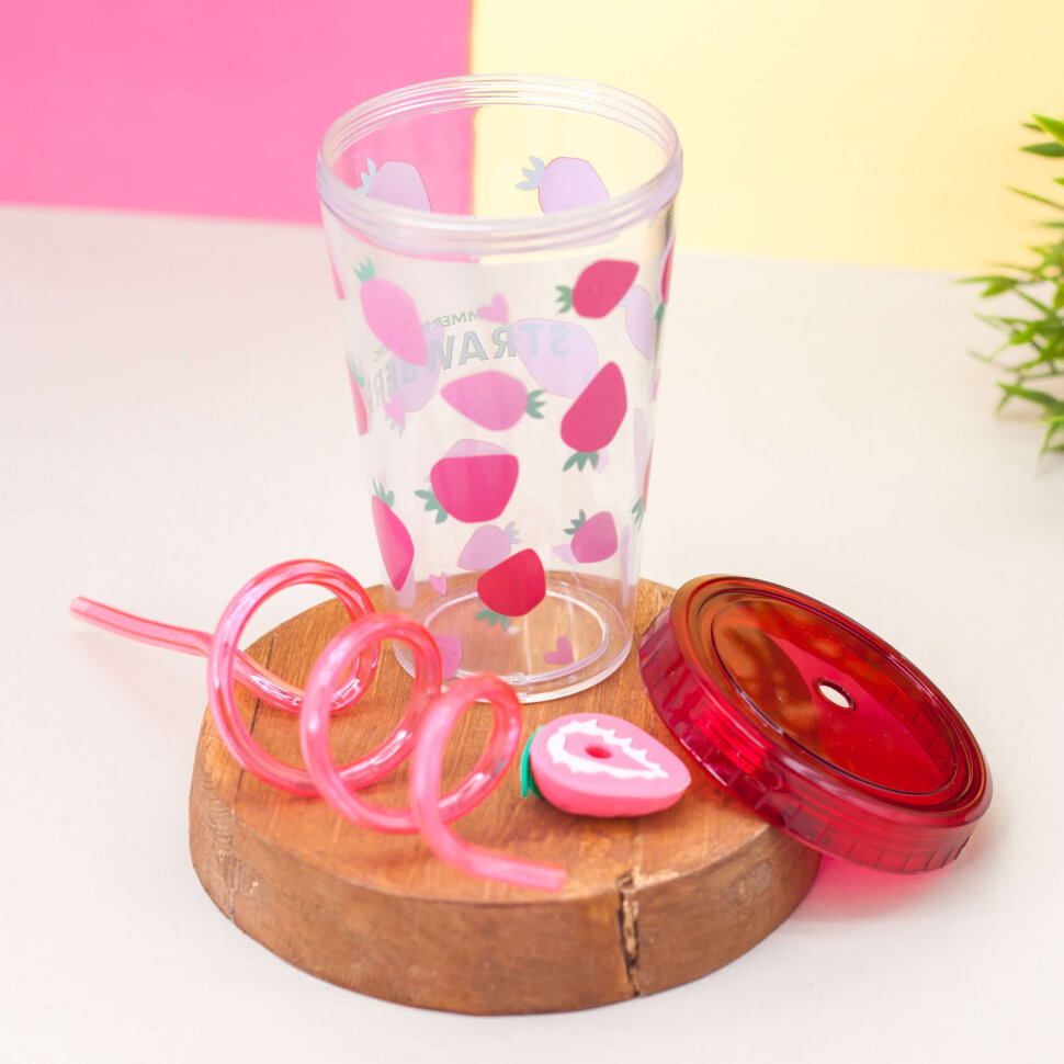 Тамблер Fruits party Strawberry (pink) 380 мл