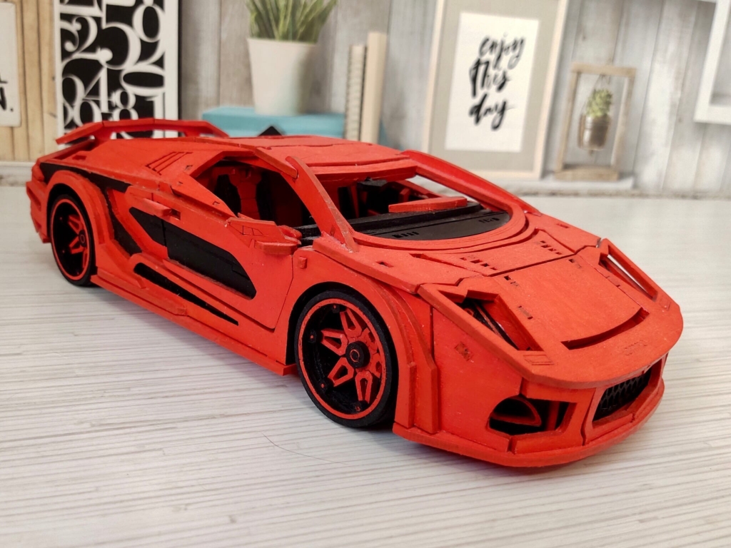 Конструктор 3D деревянный Lemmo Спорткар СКАТ