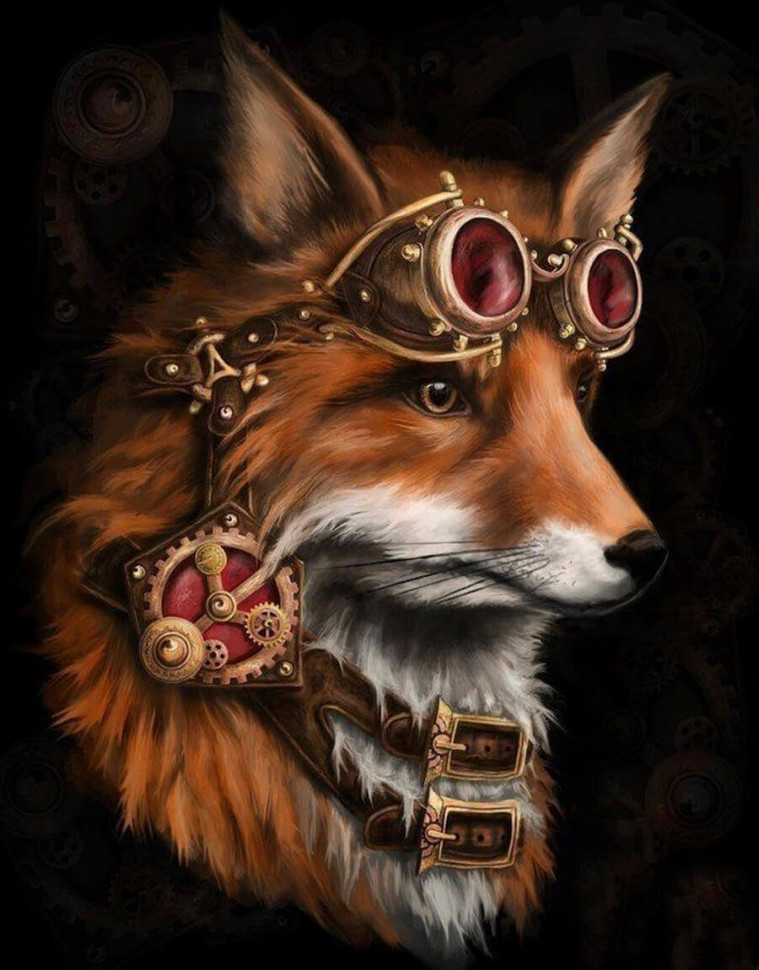 Алмазная мозаика Лиса Стимпанк 40х50 см