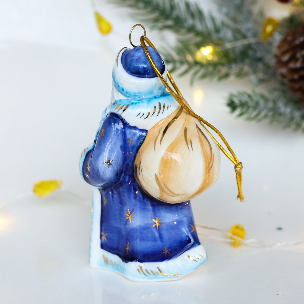Елочная игрушка Дед мороз (синий)