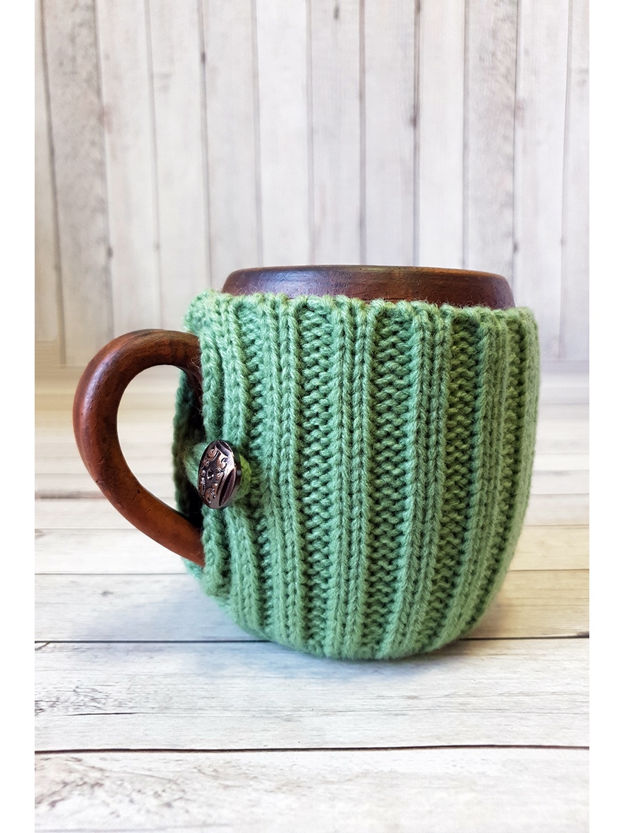 Вязаная кружка с ручкой Зелёное яблоко