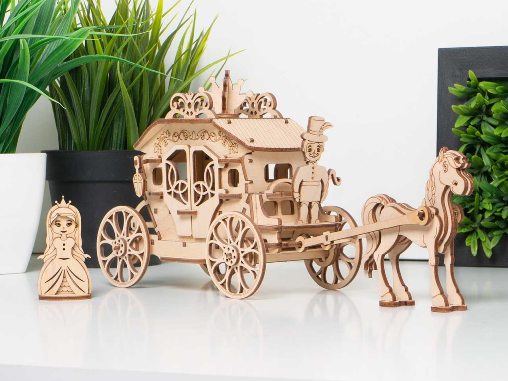 Конструктор 3D деревянный подвижный Lemmo Карета