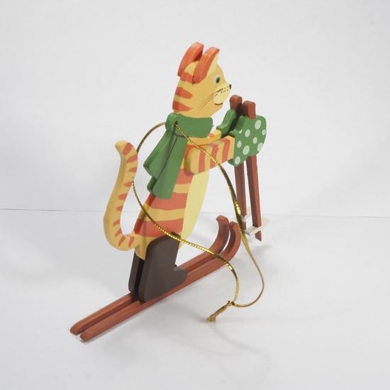 Елочная игрушка Кошка на лыжах 370-1