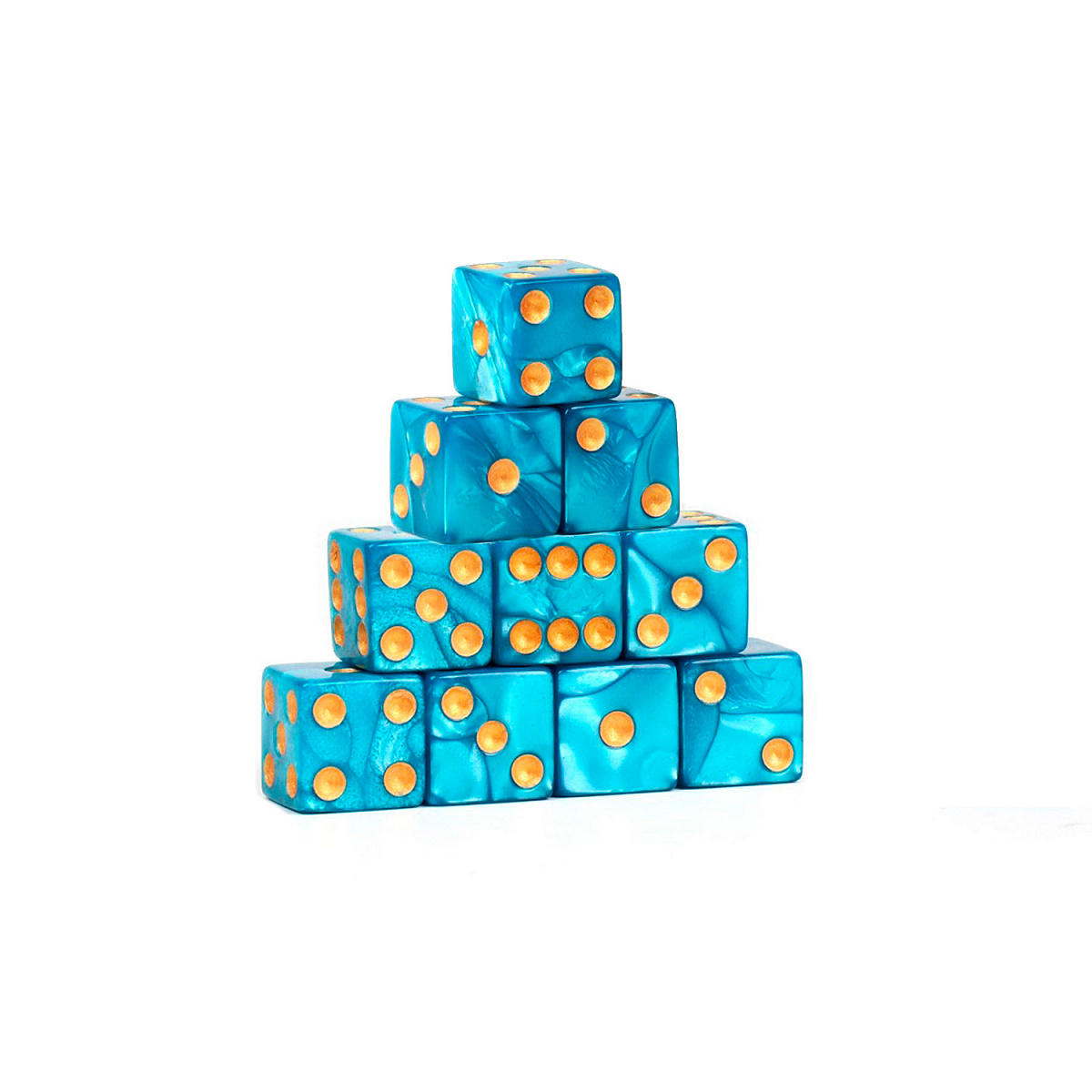 Набор 10 кубиков игральных 1.6х1.6см, голубые