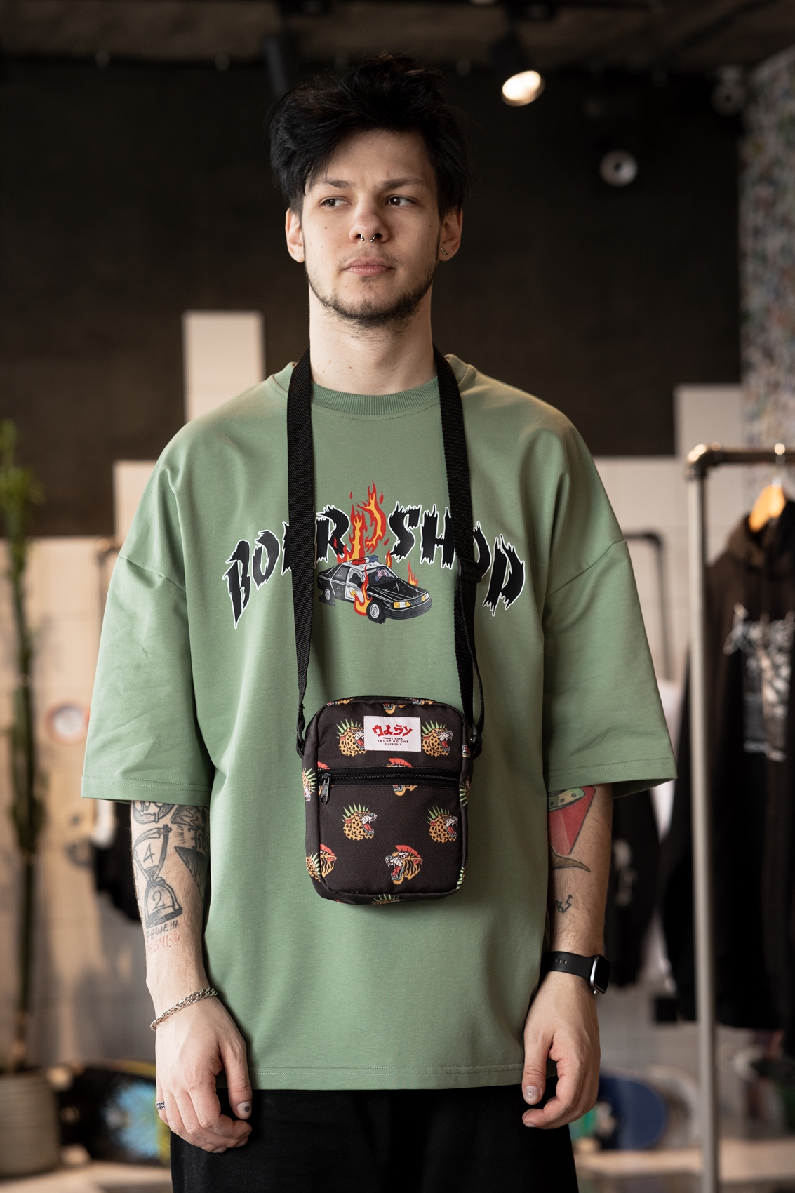 Сумка-мессенджер Oldy (черный, тигр)