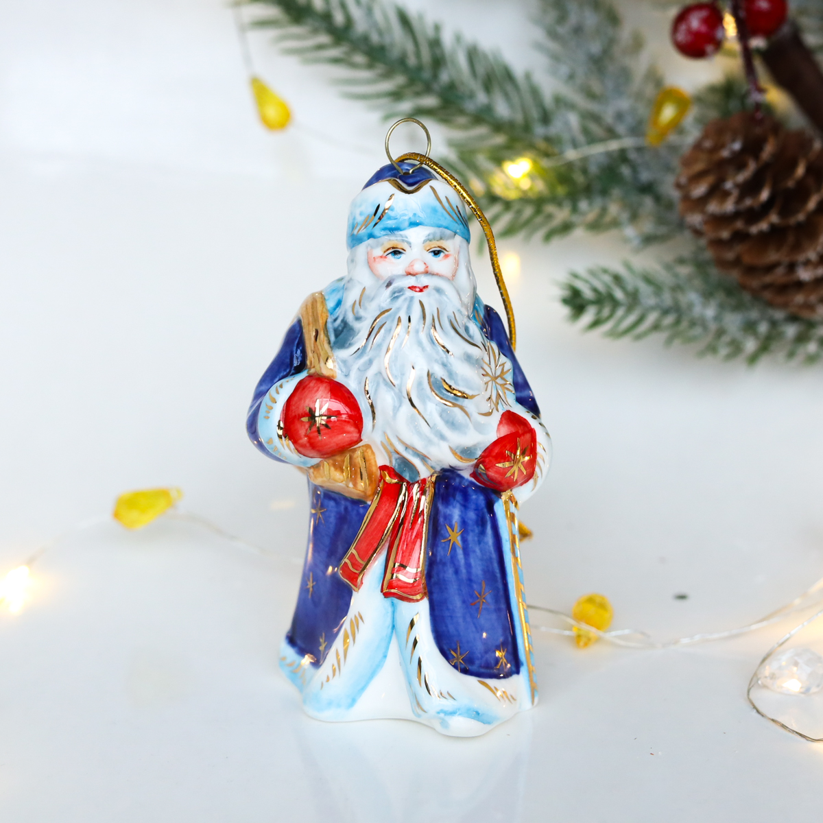 Елочная игрушка Дед мороз (синий)