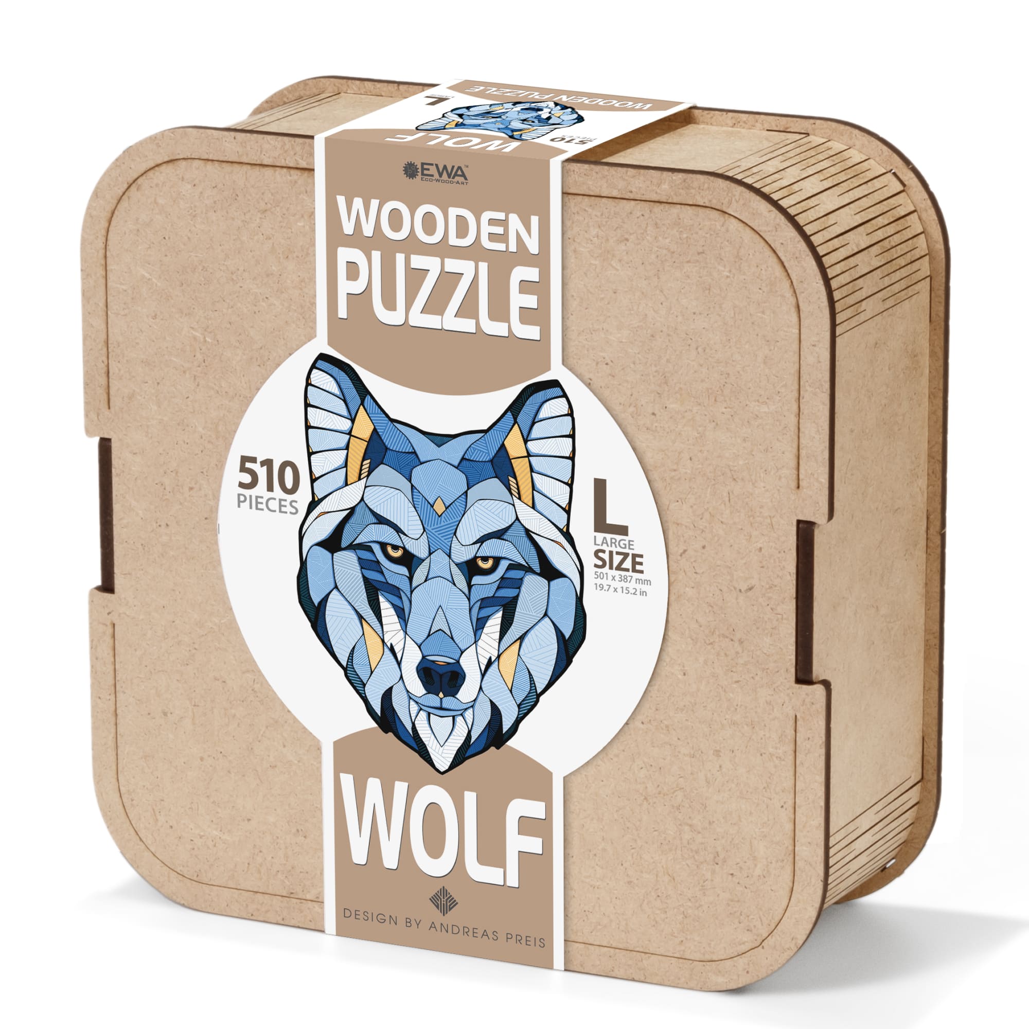 Деревянный фигурный пазл EWA Волк L 50x39 см