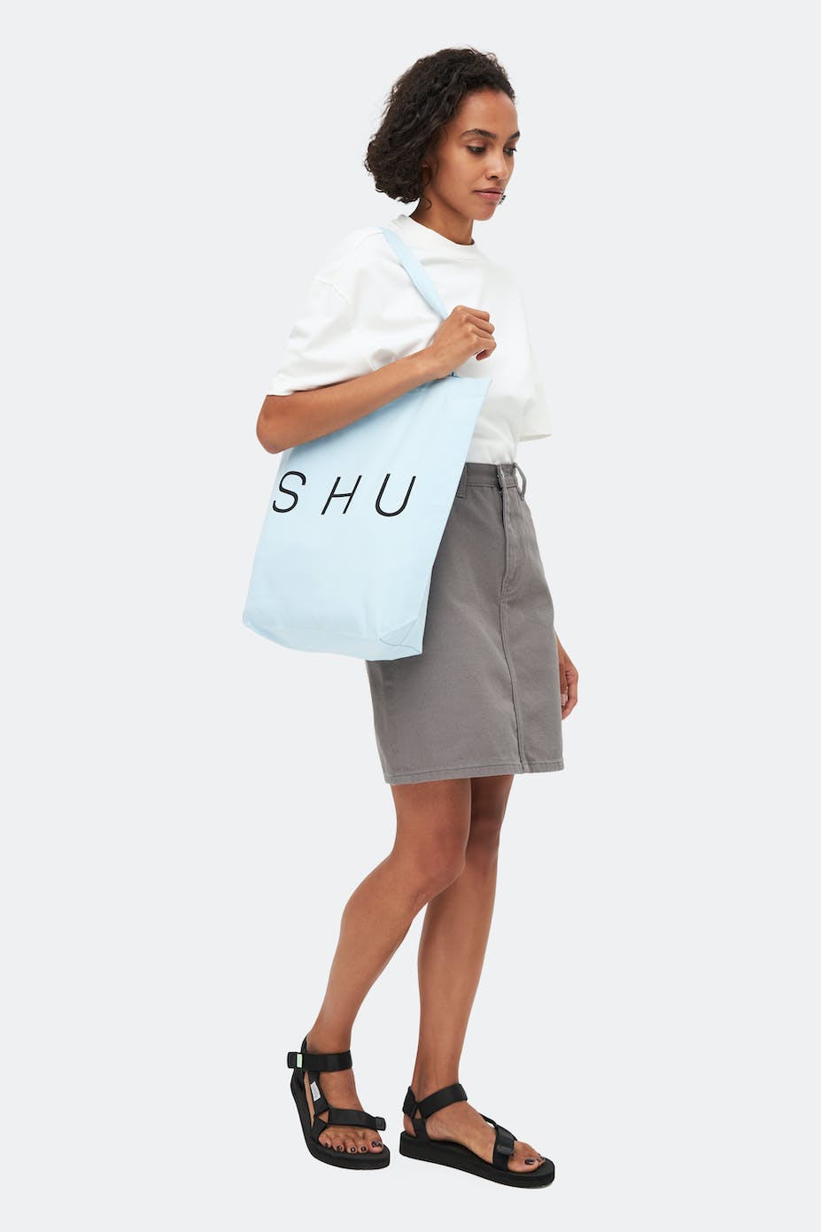 Хлопковая сумка-шоппер голубая