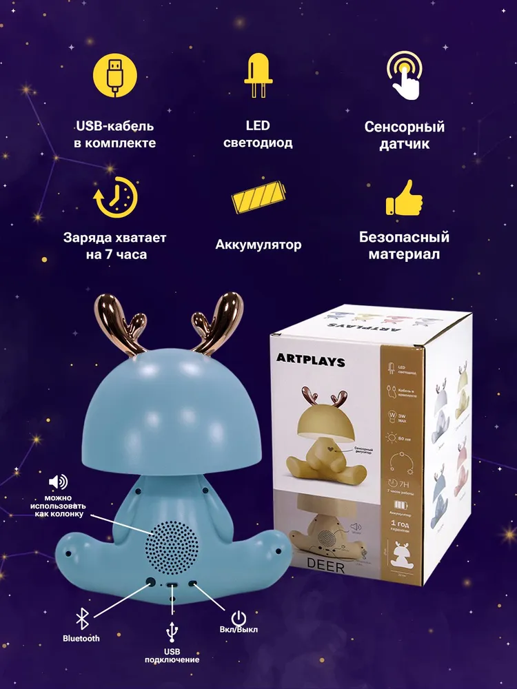 Светильник Олененок (голубой)