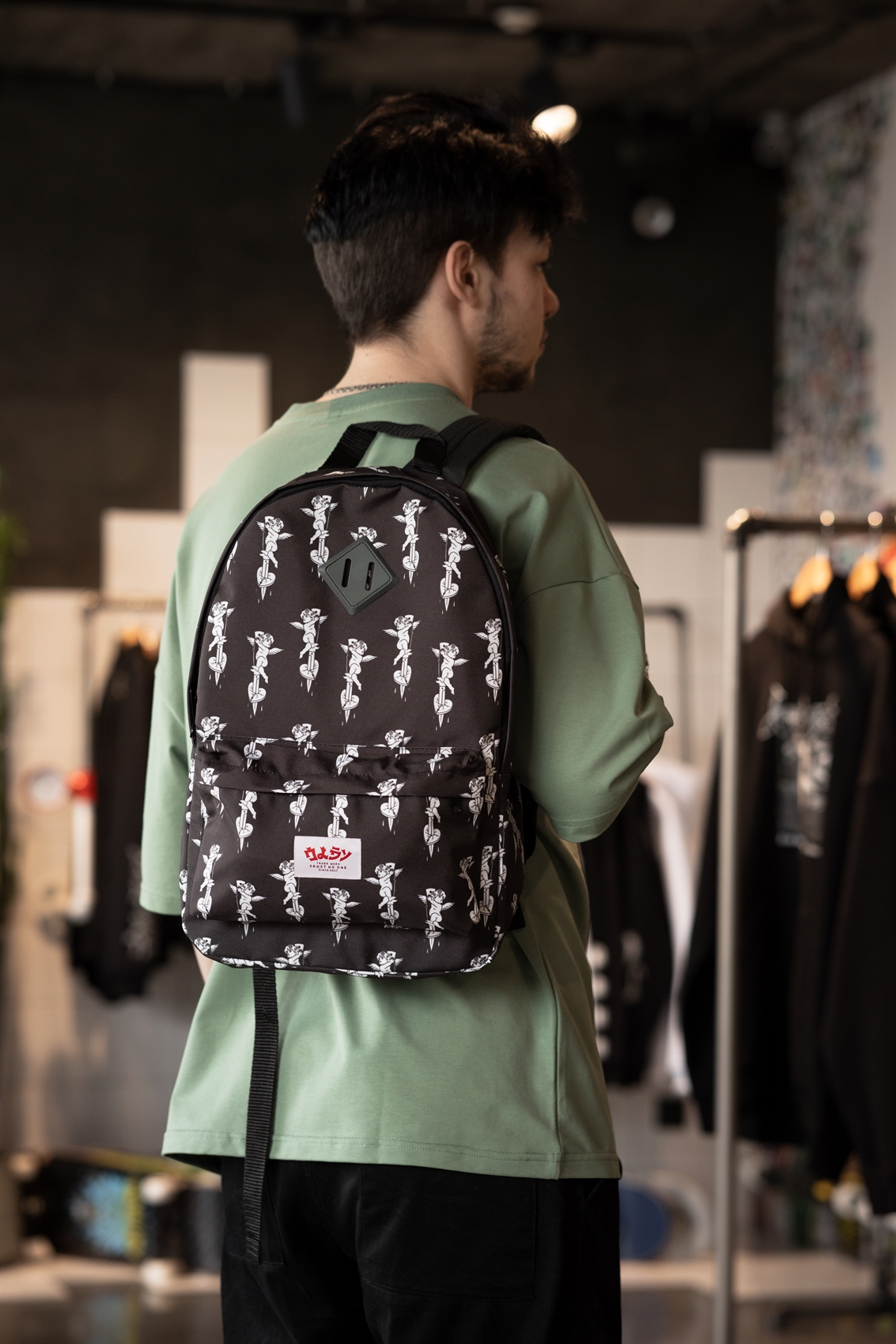 Рюкзак Oldy принт (черный, Ангелы)