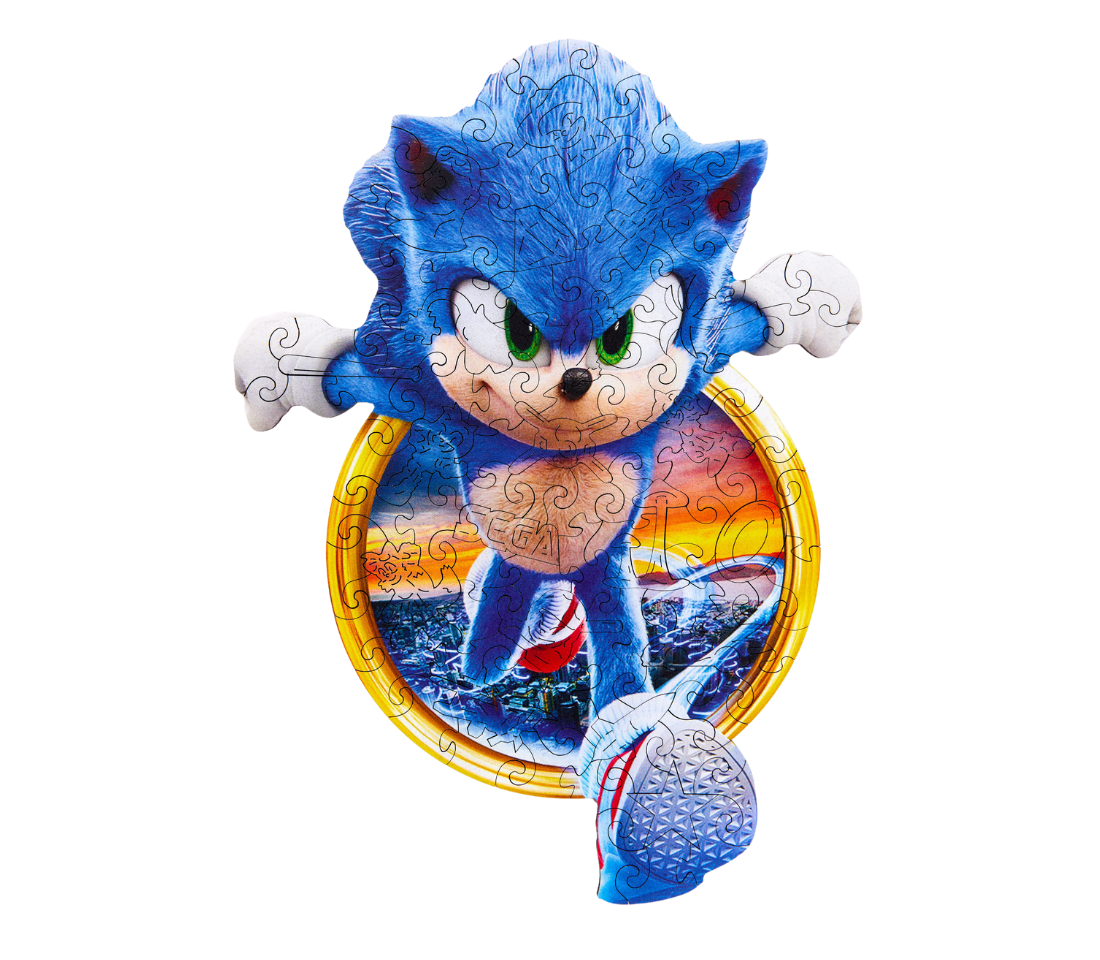 Деревянный пазл Соник