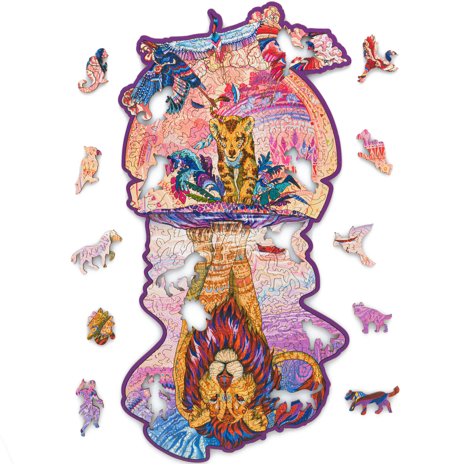 Деревянный пазл Лев 19х37 см, 176  деталей