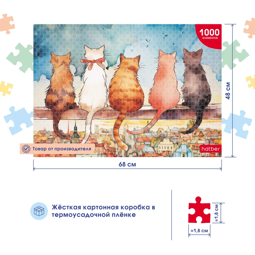 Пазл Городские коты и кошки, 1000 элементов (1000ПЗ2_31793)