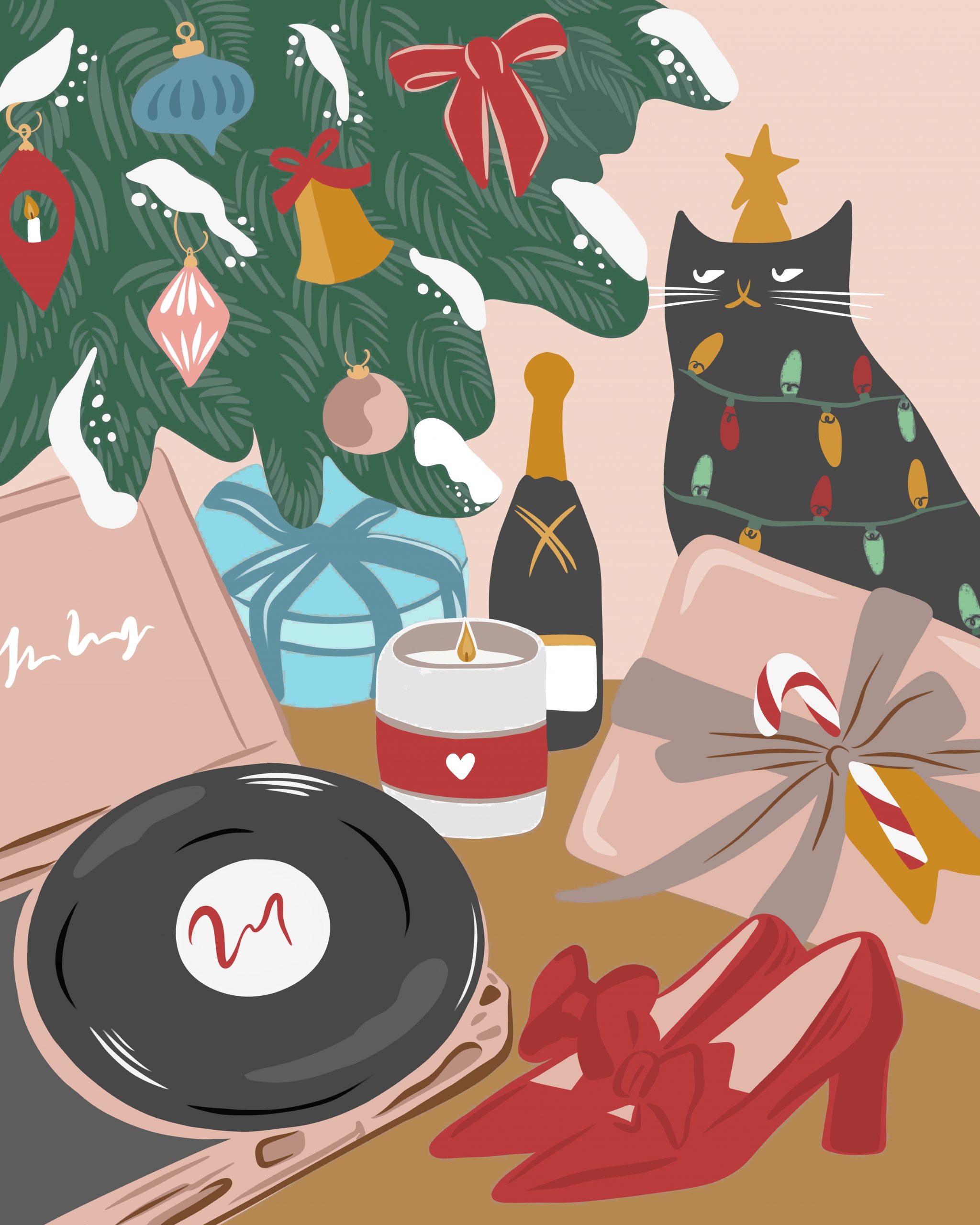 Картина по номерам Christmas cat 40x50