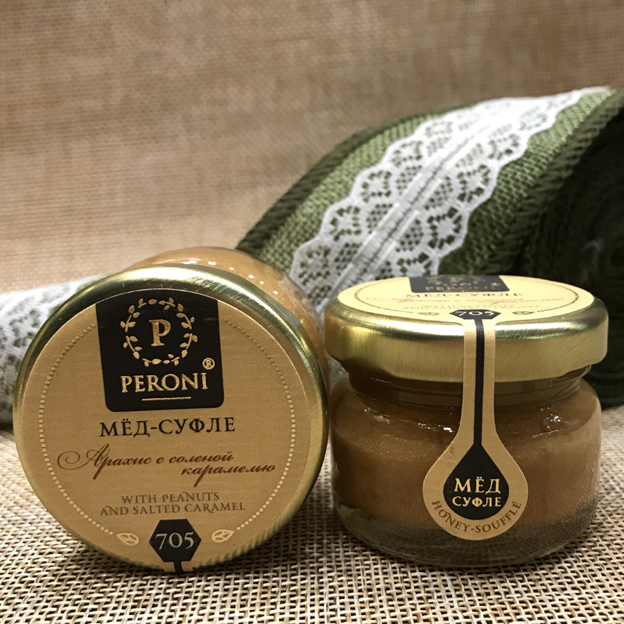 Мед-суфле Арахис с соленой карамелью, 30 гр.