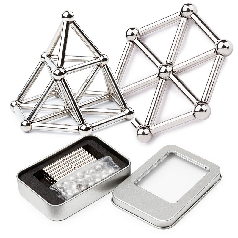 Магнитный конструктор мини Шарики и Цилиндры, сталь