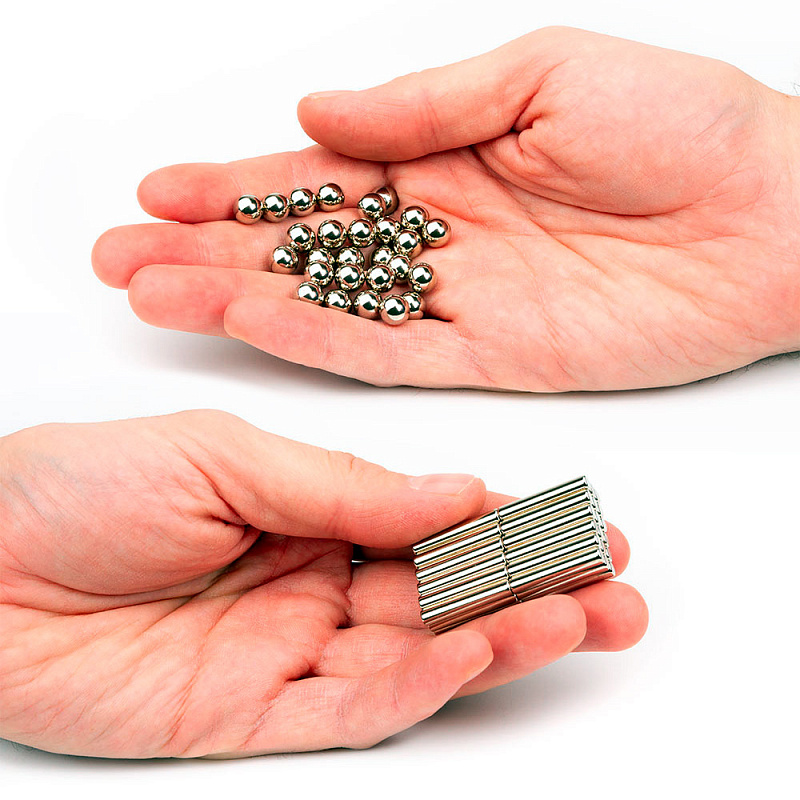 Магнитный конструктор мини Шарики и Цилиндры, сталь