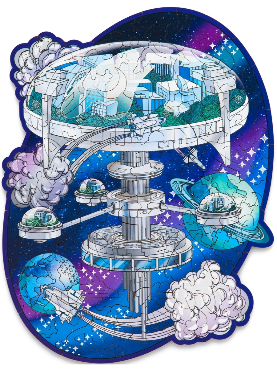 Деревянный пазл Космическая Станция Т 