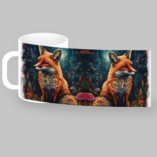 Кружка Лиса в акварельном лесу (белая), 330 мл. (14305)