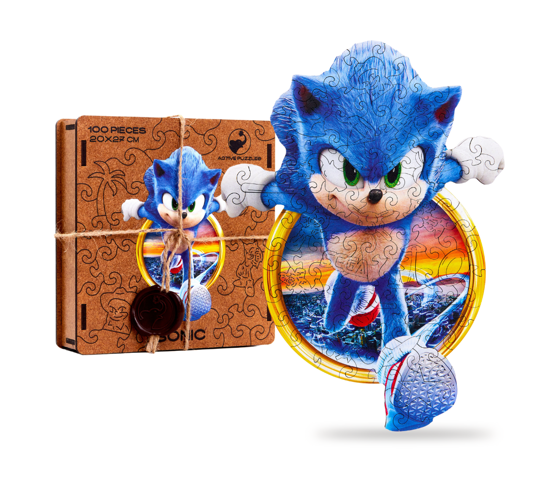 Деревянный пазл Соник