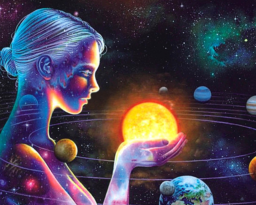 Алмазная мозаика Солнечная система на ладони 40х50 см