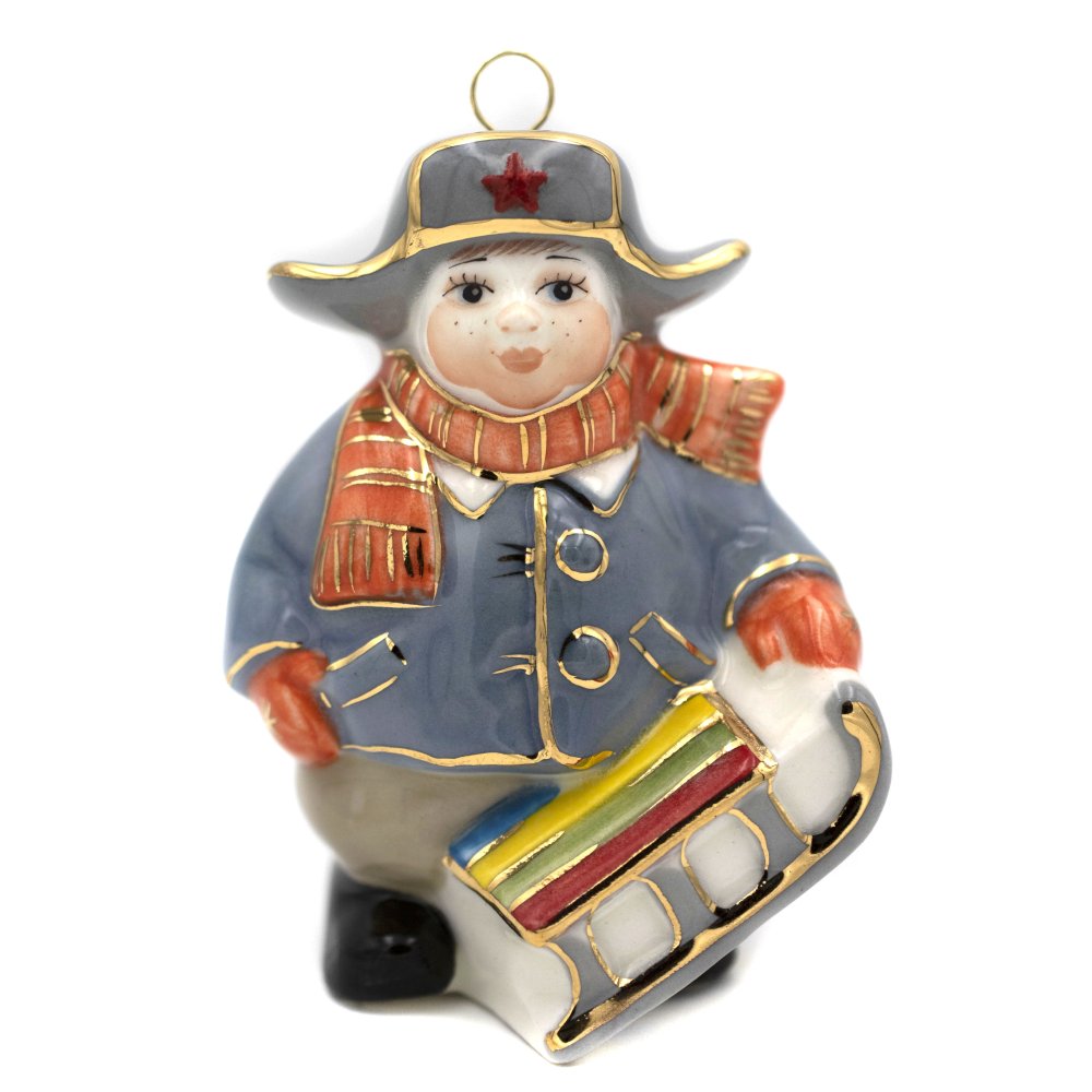 Елочная игрушка Мальчик с санками