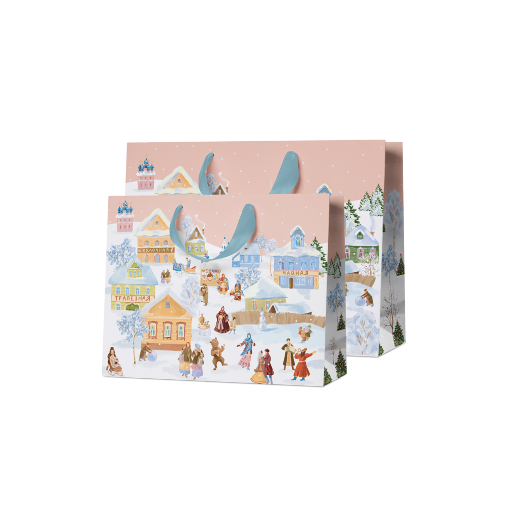 Подарочный пакет Зимние гулянья 32x27x12 см