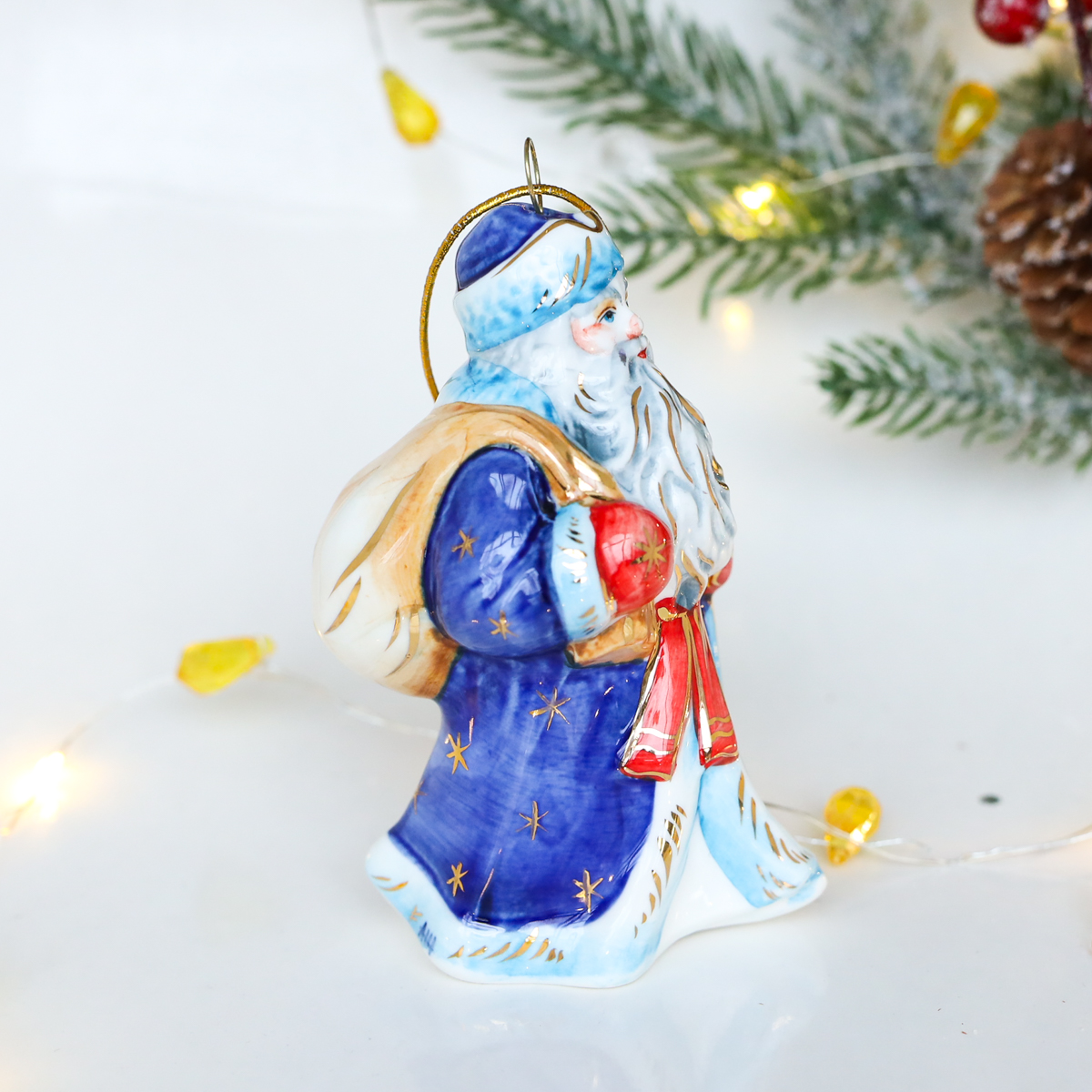 Елочная игрушка Дед мороз (синий)